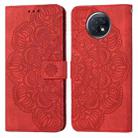 For Xiaomi Redmi Note 9T Mandala Embossed Flip Leather Phone Case(Red) - 1