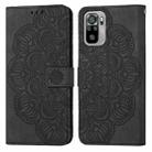 For Xiaomi Redmi Note 10 Mandala Embossed Flip Leather Phone Case(Black) - 1