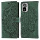 For Xiaomi Redmi Note 10 Mandala Embossed Flip Leather Phone Case(Green) - 1