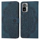 For Xiaomi Redmi Note 10 Mandala Embossed Flip Leather Phone Case(Blue) - 1