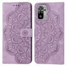 For Xiaomi Redmi Note 10 Mandala Embossed Flip Leather Phone Case(Purple) - 1