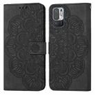 For Xiaomi Redmi Note 10 5G Mandala Embossed Flip Leather Phone Case(Black) - 1