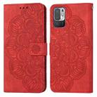 For Xiaomi Redmi Note 10 5G Mandala Embossed Flip Leather Phone Case(Red) - 1