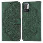 For Xiaomi Redmi Note 10 5G Mandala Embossed Flip Leather Phone Case(Green) - 1