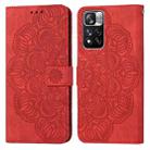 For Xiaomi Redmi Note 11 Pro 5G Mandala Embossed Flip Leather Phone Case(Red) - 1