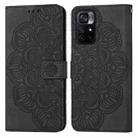 For Xiaomi Redmi Note 11 5G Mandala Embossed Flip Leather Phone Case(Black) - 1