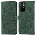 For Xiaomi Redmi Note 11 5G Mandala Embossed Flip Leather Phone Case(Green) - 1