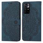 For Xiaomi Redmi Note 11 5G Mandala Embossed Flip Leather Phone Case(Blue) - 1