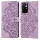 For Xiaomi Redmi Note 11 5G Mandala Embossed Flip Leather Phone Case(Purple) - 1