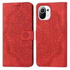 For Xiaomi Mi 11 Lite Mandala Embossed Flip Leather Phone Case(Red) - 1