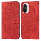 For Xiaomi Poco F3 Mandala Embossed Flip Leather Phone Case(Red) - 1