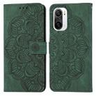 For Xiaomi Poco F3 Mandala Embossed Flip Leather Phone Case(Green) - 1