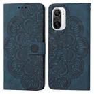 For Xiaomi Poco F3 Mandala Embossed Flip Leather Phone Case(Blue) - 1