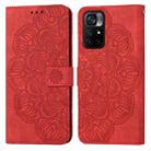 For Xiaomi Poco M4 Pro 5G Mandala Embossed Flip Leather Phone Case(Red) - 1