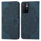 For Xiaomi Poco M4 Pro 5G Mandala Embossed Flip Leather Phone Case(Blue) - 1