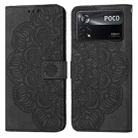 For Xiaomi Poco X4 Pro 5G Mandala Embossed Flip Leather Phone Case(Black) - 1
