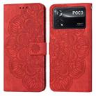 For Xiaomi Poco X4 Pro 5G Mandala Embossed Flip Leather Phone Case(Red) - 1