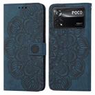 For Xiaomi Poco X4 Pro 5G Mandala Embossed Flip Leather Phone Case(Blue) - 1