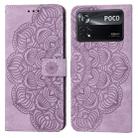 For Xiaomi Poco X4 Pro 5G Mandala Embossed Flip Leather Phone Case(Purple) - 1
