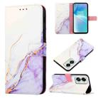 For OnePlus Nord 2T 5G Marble Pattern Flip Leather Phone Case(White Purple LS006) - 1