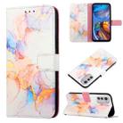 For Motorola Moto E32 Marble Pattern Flip Leather Phone Case(Galaxy Marble White LS004) - 1