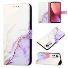 For Xiaomi 12 Lite Marble Pattern Flip Leather Phone Case(White Purple LS006) - 1