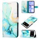 For Xiaomi Poco M4 5G Marble Pattern Flip Leather Phone Case(Green LS003) - 1