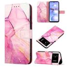 For Xiaomi Poco M4 5G Marble Pattern Flip Leather Phone Case(Pink Purple Gold LS001) - 1