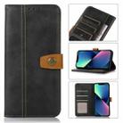 For iPhone 14 Stitching Thread Calf Texture Leather Phone Case (Black) - 1