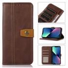 For iPhone 14 Stitching Thread Calf Texture Leather Phone Case (Coffee) - 1