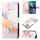 For iPhone 14 Marble Pattern Flip Leather Phone Case  (Galaxy Marble White LS004) - 1