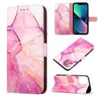 For iPhone 14 Marble Pattern Flip Leather Phone Case  (Pink Purple Gold LS001) - 1