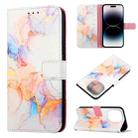 For iPhone 14 Pro Max Marble Pattern Flip Leather Phone Case  Pro Max Launchingx(Galaxy Marble White LS004) - 1