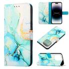 For iPhone 14 Pro Max Marble Pattern Flip Leather Phone Case  Pro Max Launching(Green LS003) - 1