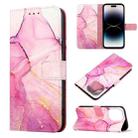 For iPhone 14 Pro Marble Pattern Flip Leather Phone Case(Pink Purple Gold LS001) - 1