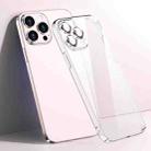 For iPhone 13 Pro Transparent PC Phone Case with Lens Film (Pink) - 1