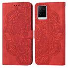 For vivo Y21 Mandala Embossed Flip Leather Phone Case(Red) - 1