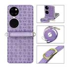 For Huawei P50 Pocket Embossed Chain Folding Phone Case(Purple) - 1