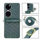 For Huawei P50 Pocket Embossed Chain Folding Phone Case(Dark Green) - 1