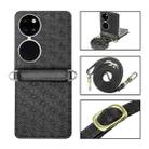 For Huawei P50 Pocket Embossed Chain Folding Phone Case(Black) - 1