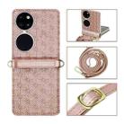 For Huawei P50 Pocket Embossed Chain Folding Phone Case(Rose Gold) - 1