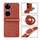 For Huawei P50 Pocket Embossed Chain Folding Phone Case(Red) - 1