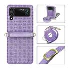 For Samsung Galaxy Z Flip3 5G Embossed Chain Folding Phone Case(Purple) - 1