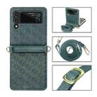 For Samsung Galaxy Z Flip3 5G Embossed Chain Folding Phone Case(Dark Green) - 1