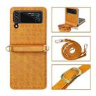 For Samsung Galaxy Z Flip3 5G Embossed Chain Folding Phone Case(Orange) - 1