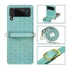 For Samsung Galaxy Z Flip3 5G Embossed Chain Folding Phone Case(Lake Green) - 1