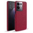 For OPPO Reno8 Pro+ Cloth Coated Hard Plastic Phone Case(Red) - 1