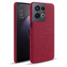 For OPPO Reno8 Pro Cloth Coated Hard Plastic Phone Case(Red) - 1