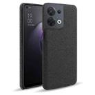 For OPPO Reno8 Cloth Coated Hard Plastic Phone Case(Black) - 1