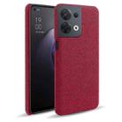 For OPPO Reno8 Cloth Coated Hard Plastic Phone Case(Red) - 1